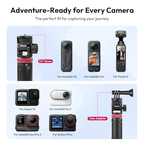 ULANZI Select 59in Selfie Tripod for Camera - MT-71 Invisible Long Extendable Selfie Vlog Handle Portable Lightweight Tripod Stand 7 Sections for Action Cameras
