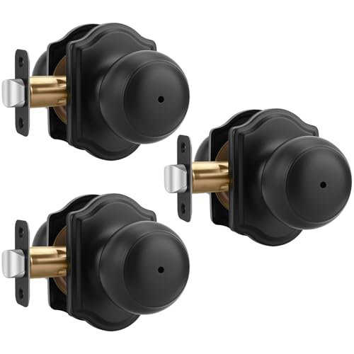 Black passage door knobs 3 pack