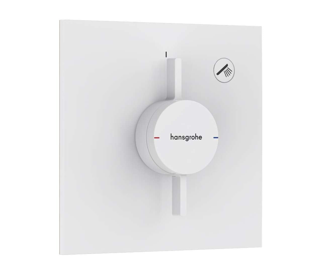 hansgrohe DuoTurn E - shower mixer conceiled for 1 function, shower mixer tap square, single lever shower mixer for iBox universal 2, matt white, 75617700