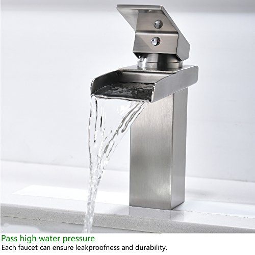 Lead-free Best Comercial Modern One Hole Single Handle Lavatory Vanity Brushed Nickel Waterfall Bathroom Sink Faucet,Bathroom Faucets Spout Simple Mount
