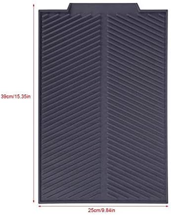 New Silicone Dish Drying Mat Flume Folding Draining Mat,Rectangle Drain Mat Drying Dishes Pad Heat Resistant Non-slip Tray Dark Gray As Picture
