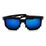 FBrand Trendy Pixel Shape 8-Bit Color Mirror Lens Wayfarer Novelty Sunglasses (blue)
