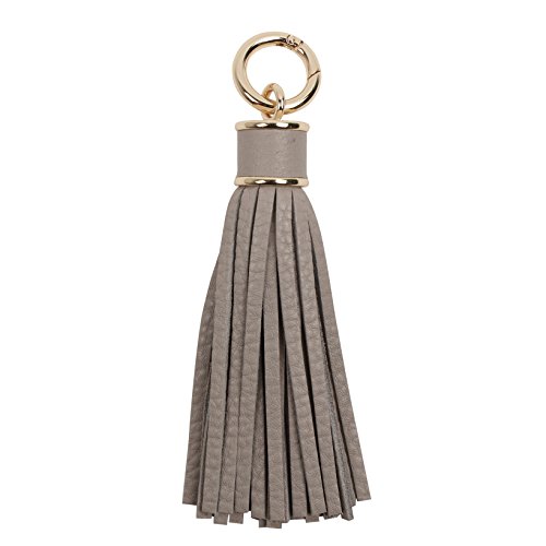 Women Genuine Leather Tassel Charm For Handy Handbag Purse Bag Wallet Smartphone Key Rings Accessories (A-light-gray) - Thumbnail 6