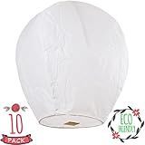 SKY HIGH Chinese Lanterns 10-Pack White, Fully Assembled, 100% Biodegradable, New Designed Sky Lanterns For Birthdays, Ceremonies, Weddings And More.