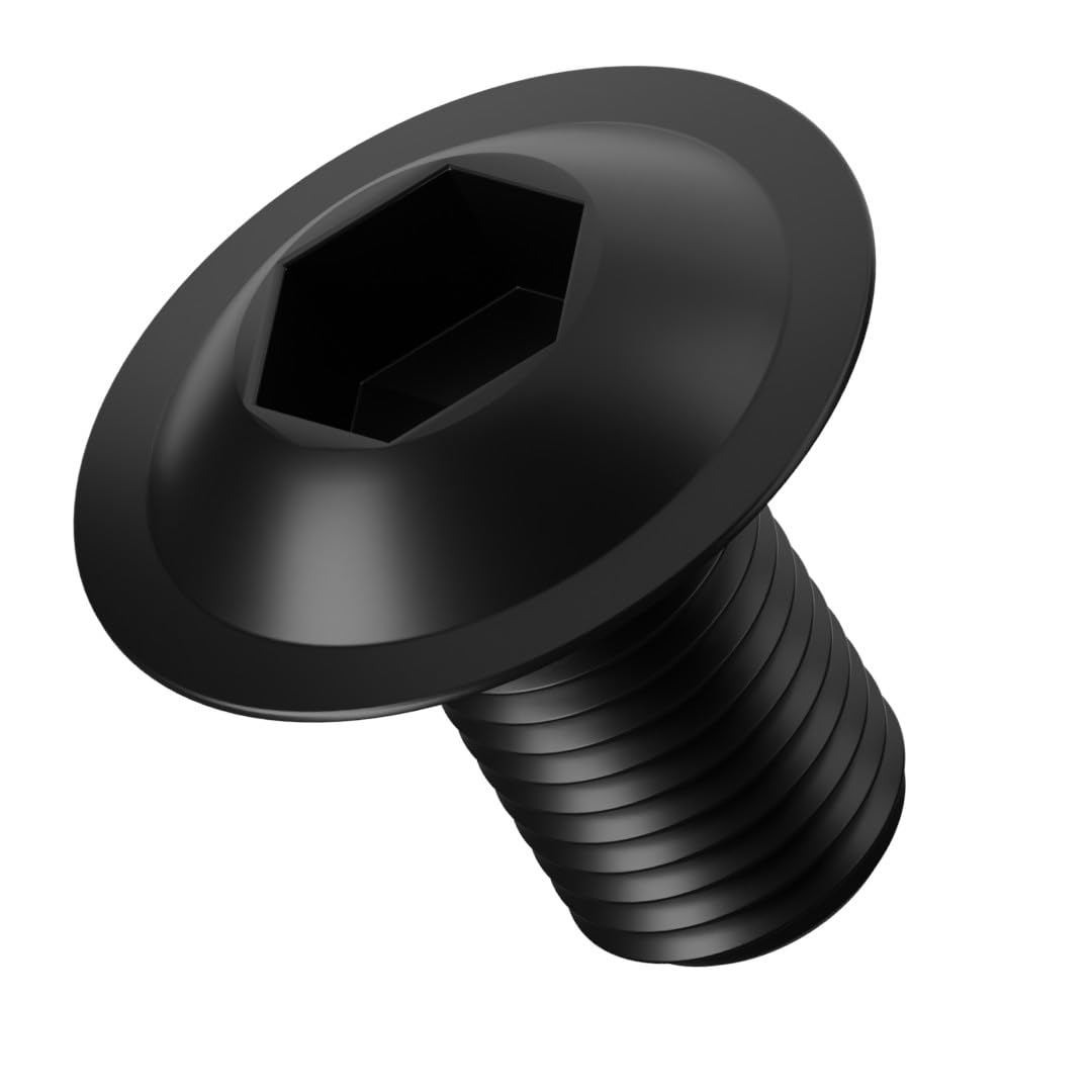 M6 (6mm x 35mm) Black Zinc Flake 10.9 Flanged Button Head Screws Allen Socket Bolts Screws (Pack of 20) M14ABC