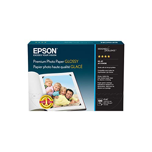 Epson S041727 Premium Photo Paper Glossy, 4x6, 100 sheets Ink