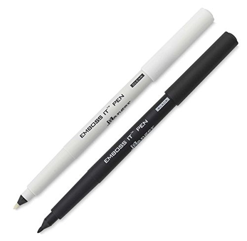 Embossing Starter Kit Bundle - 6 Embossing Powders, 1 Bye Bye Static Pad and Two Ranger Embossing Pens (Black/White pens)