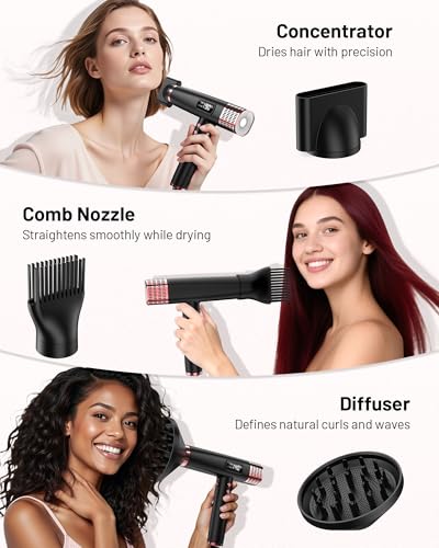 MESCOMB Dual Voltage Travel Hair Dryer with Diffuser, 1875W Dual Voltage Blow Dryer for Fast Drying and No Heat Damage, Low Noise | Lightweight | Compact, Travel Hair Dryer for Women & Men(100-240V)