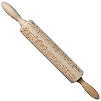 Fashionlook Christmas Wooden Rolling Pins Music Notes Engraved Embossing Rolling Pin with Christmas Symbols Kitchen Baking Tool