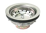 Everflow 7516 Kitchen Sink (3-1/2 Inch) Stainless Steel Drain Assembly With Strainer Basket-and Water Stopper, Single