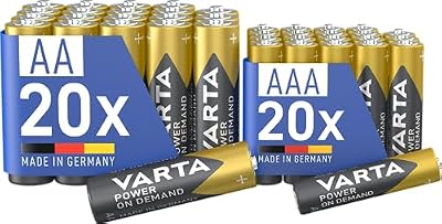 Piles 20x AA & 20x AAA, lot de 40, Power on Demand, Alcaline, Mix Pack, Emballage écologique, idéal pour Les Accessoires informatiques, Smart Home, Made in Germany