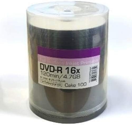 Ritek 'Excellence Series' Blank DVD-R 16x Full Face White Inkjet Printable 100 Spindle