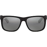 Ray-Ban RB4165F Justin Classic Square Sunglasses for Men | In Rubber Black, Opal Grey &amp; Black. Polarized options available.