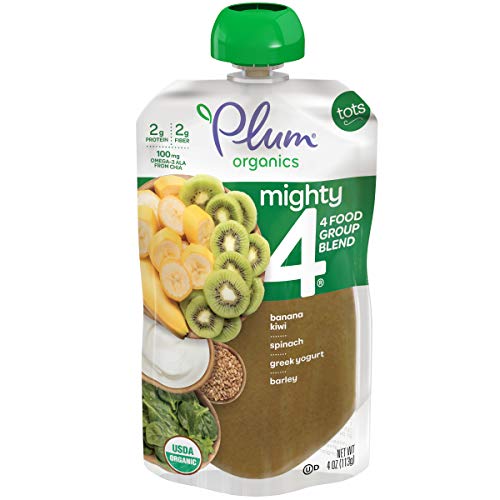 Plum Organics | Mighty Food Group Blend | Organic Baby Food Meals [12+ Months] | Banana, Kiwi, Spinach, Greek Yogurt…