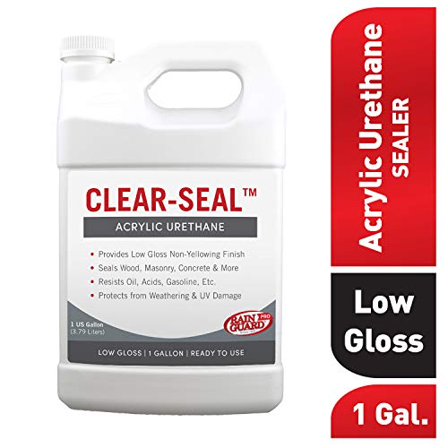 Rain Guard Water Sealers - CLEAR-SEAL - Professional Sealer and Finish Coat For Decorative Concrete, Stone, And Other Masonry Surfaces - Acrylic Urethane Coating - Low Gloss - Ready To Use - 1 Gallon