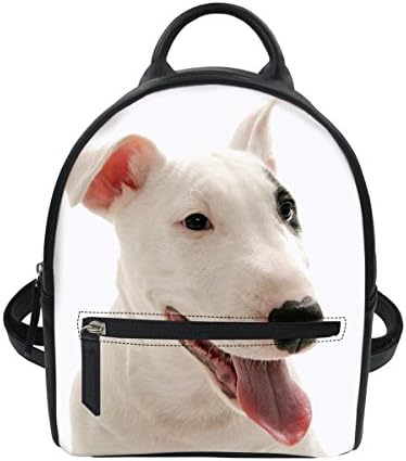 Cute Bull Terrier Printing Mini Backpack Pu Leather Shoulder Bags for Women