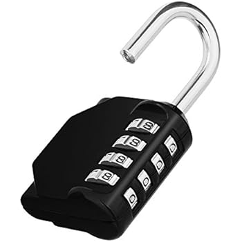 ZHEGE Lock, 4 Digit Combination Padlock Outdoor, School Lock, Gym Lock and Black Lock