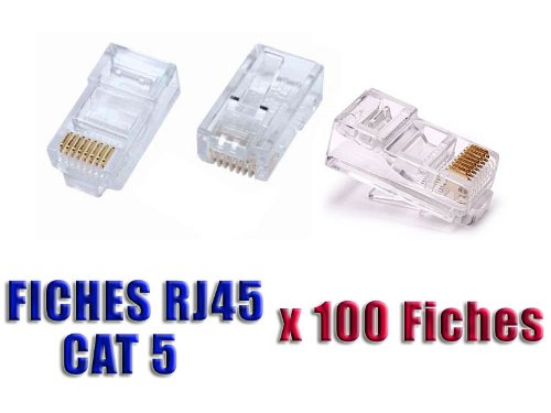 KALEA-INFORMATIQUE Box of 100 transparent RJ45 type plugs, 8P 8C sockets, to be crimped for cat 5