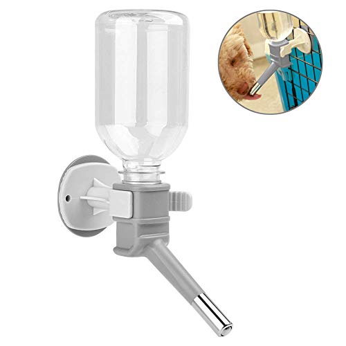 FONLAM Cat Dog Water Bottle of Cage for Puppy Rabbit Leak-Proof Hamster Pet Water Feeder Bottle Automatic Water Dispenser 330ml for Small Animal Cat Dog (Gray)