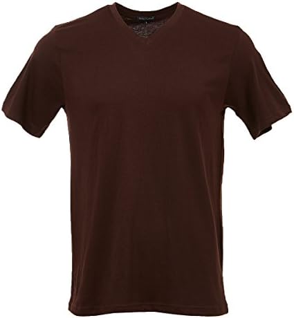 Rich Cotton V neck T shirts 10 colors (4XL, Brown)