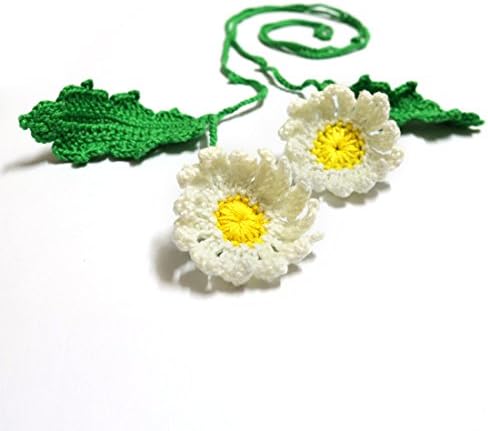 Crochet Unique Flowers Necklace, Flower Lariat, Layering Necklace,Fairy Wedding Necklace … (Daisy)