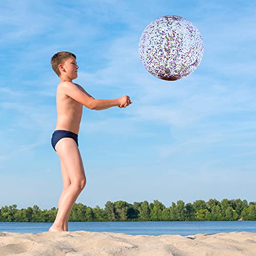 16 Inch Inflateable Glitter Beach Ball Sequin Beach Ball Pool Water Fun Toys for Kids Summer Parties Pool Party Favors