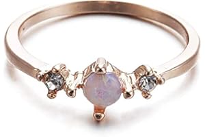 Elegant Inlaid Faux Opal Gemstone Finger Ring Wedding Engagement Women Jewelry Rose Gold Us 9 Durability