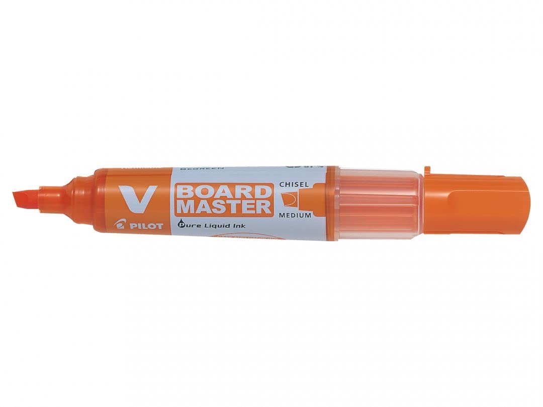 Pilot Begreen Recycled V Board Master Whiteboard Marker Chisel 2.2 - 5.2 mm Tip - Orange, Box of 10