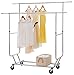 Finnhomy Commercial Grade Adjustable Double Rail Rolling Garment Rack, Heavy Duty Extensible Clothing Hanging Rack with Lockable 4-Inch Industrial Wheels, Chrome