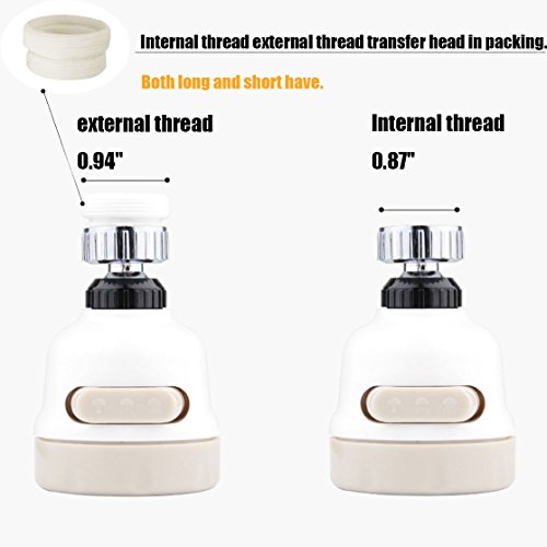 H&xy Faucet prevent splash head extender kitchen household tap water spray water can rotate sprinkler nozzle Adjustable aerator - short - Thumbnail 3