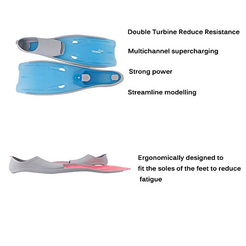  1 Pair Universal Diving Fins Snorkeling Swimming Swim Flippers Fin Training Floating (Light Blue, XL) - Thumbnail 2