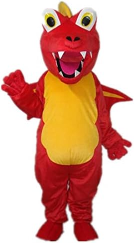 MascotShows Red Dinosaur Adult Mascot Costume Adult Size Halloween Fancy Dress Suit