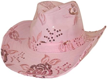 Floral Sequin Western Hat in Pink