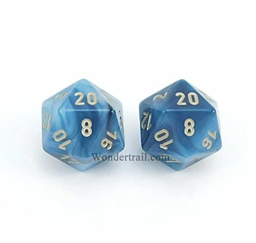 Wondertrail WCXPP2089E2 Teal Phantom Dice with Gold Numbers D20 Aprox 16mm (5/8in) Pack of 2 Dice Chessex