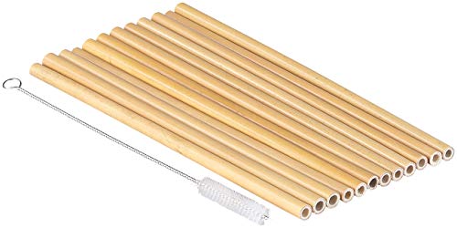 Rosenstein & Söhne Umwelt-Bambus-Trinkhalme: 48 Bambus-Trinkhalme 220 mm, wiederverwendbar, mit Reinigungsbürste… – Bild 4
