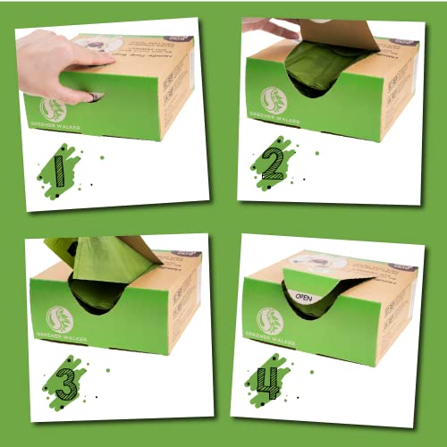 GREENER WALKER Tie Handles Poo Bags for Dog Waste, 600 Pet Poop Bags, 100% Leak-proof Thick and Strong Biodegradable (Green)
