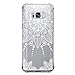 KIOMY Clear Case for Samsung Galaxy S8, Shockproof Bumper Protective Cell Phone Back Cover with Airbags Corners, TPU Silicone Cute Case with Henna Mandala White Flowers Floral Design