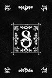 Scandinavian Design Floral Monogram Daily Journal Notebook - Letter S: Decorative Letter on Black Le by Spring Hill Stationery