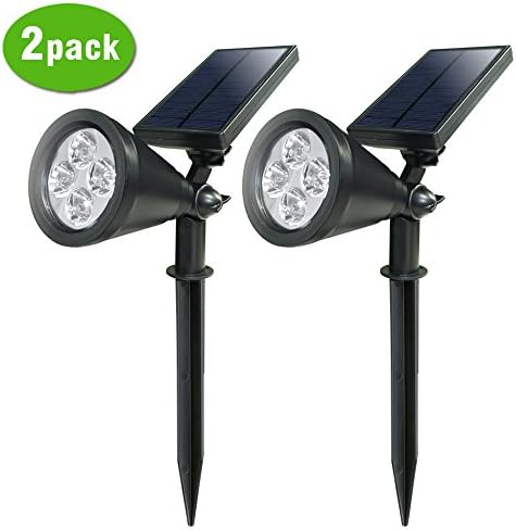 LTE 4 LED Solar Powered Spotlight, Waterproof IP 65, Wall light, Outdoor Wireless Night Lights, Landscape Lighting, Auto On/Off for Dusk to Dawn for Yard Garden Driveway Pathway Pool (2 PCS)