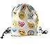 Cevinee™ Portable Gym Sack Pack Drawstring Backpack, Cute Emoji Daily Pull String Bag, Lovely Smile Face Kid's Shcool Bag - Diamond Emoji,White