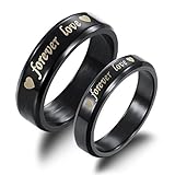 Fate Love Titanium Steel Black Forever Love Double Heart Couples Promise Ring Romantic Couples Gift