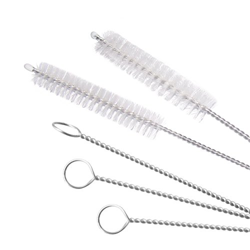 GFDesign Drinking Straw Cleaning Brushes Set Pipe Tube Cleaner Nylon Bristles Stainless Steel Handle - 8" x 3/8" (10mm) - Set of 15