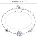 Billie Bijoux Womens 925 Sterling Silver Diamond Rose Flower Love Symbol Charm Adjustable Bracelet for Women Girls White Gold Plated
