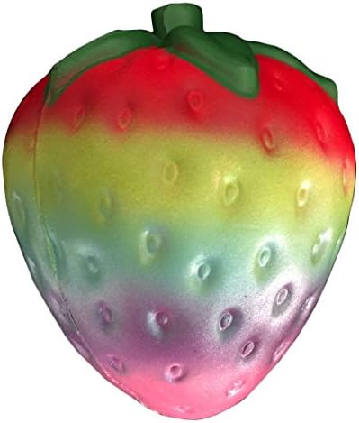 LEZHI Large(4.5 Inch)Rainbow Strawberry Jumbo Squishy Super Slow Rising Squeeze Fruit Stress Stretch Cream Scented Slow Rising Fidget Toys Gifts for Kids and Adults