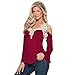 Lowpricenice Women Loose Long Sleeve Sexy Lace Splice Shirt Blouse Ladies Tee Tops