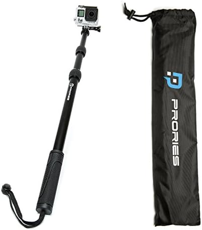 PRORIES Action Selfie Stick for GoPro Hero & Session, Action Cams - Best Aluminum Waterproof Monopod - Extends 17-40 Inch. - Aluminum Tripod Mount, Thumb Screw, Carrying Bag, Phone Holder