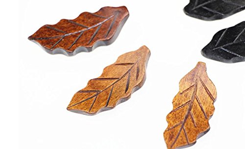Islandoffer Handcrafted Wooden Chopstick Rest Spoon Fork Knife Holder leaf Designed, Set of 6 - Thumbnail 3