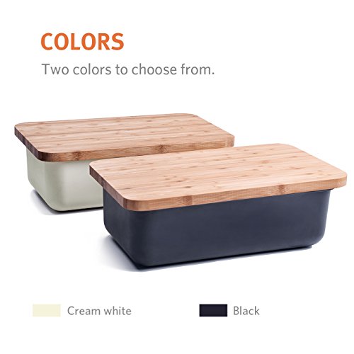 Kinwell Bread Storing Box with Bamboo Fibre Cutting Board Lid,Food