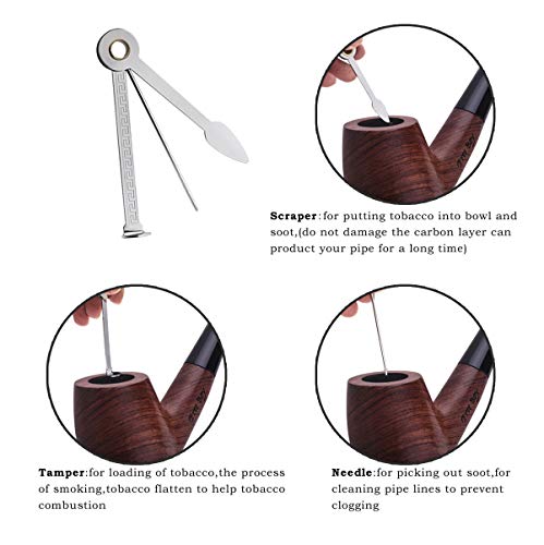 Free Boy Tobacco Pipe Handmade Wooden Bent Smoking Pipe with Accessories - Thumbnail 4