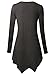 DJT Women's Henley Neck Long Sleeve Hankerchief Hemline Tunic Top X-Large Dark Heather Grey